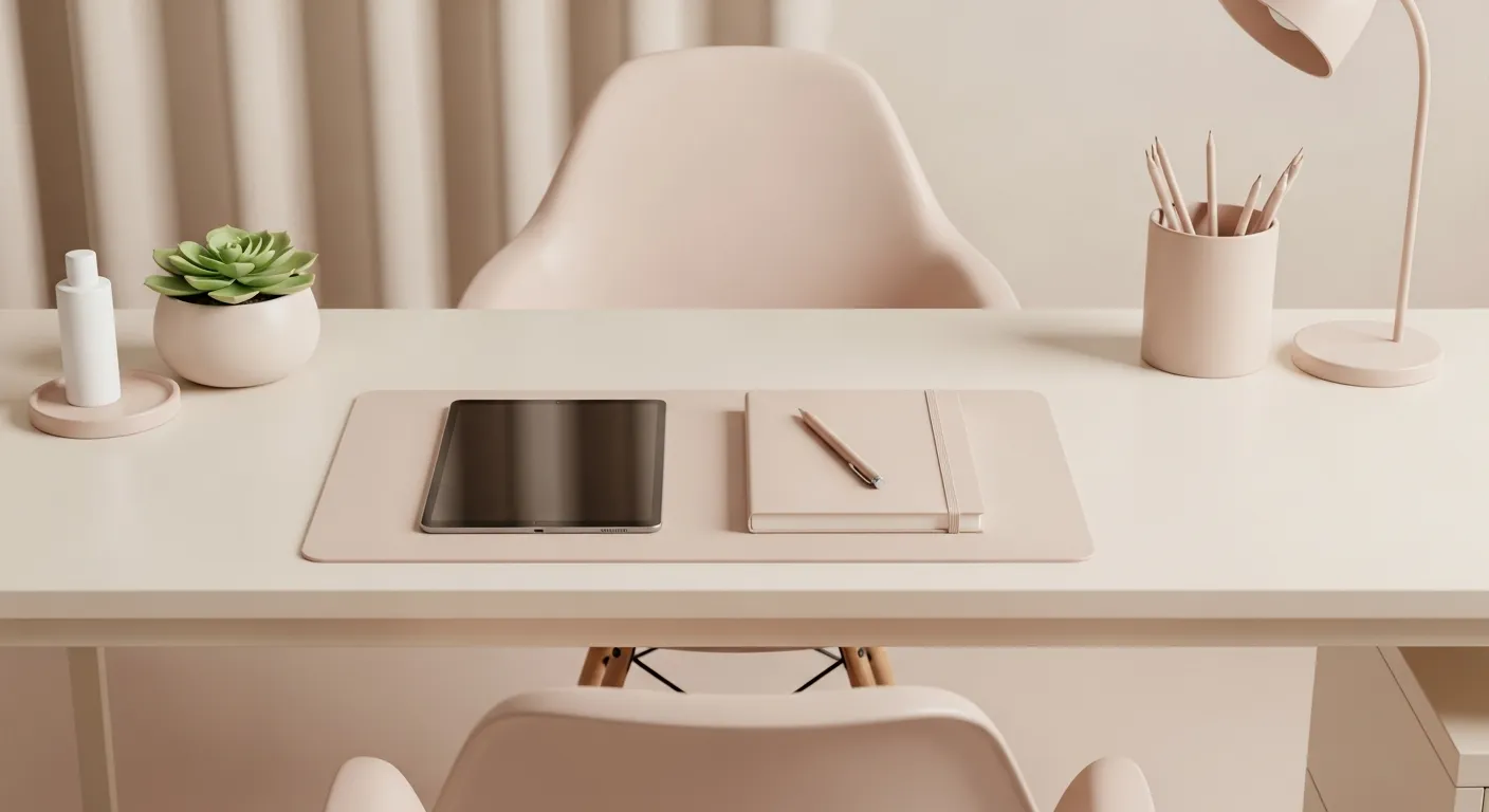 Elegant med spa consultation desk with a tablet and notebook