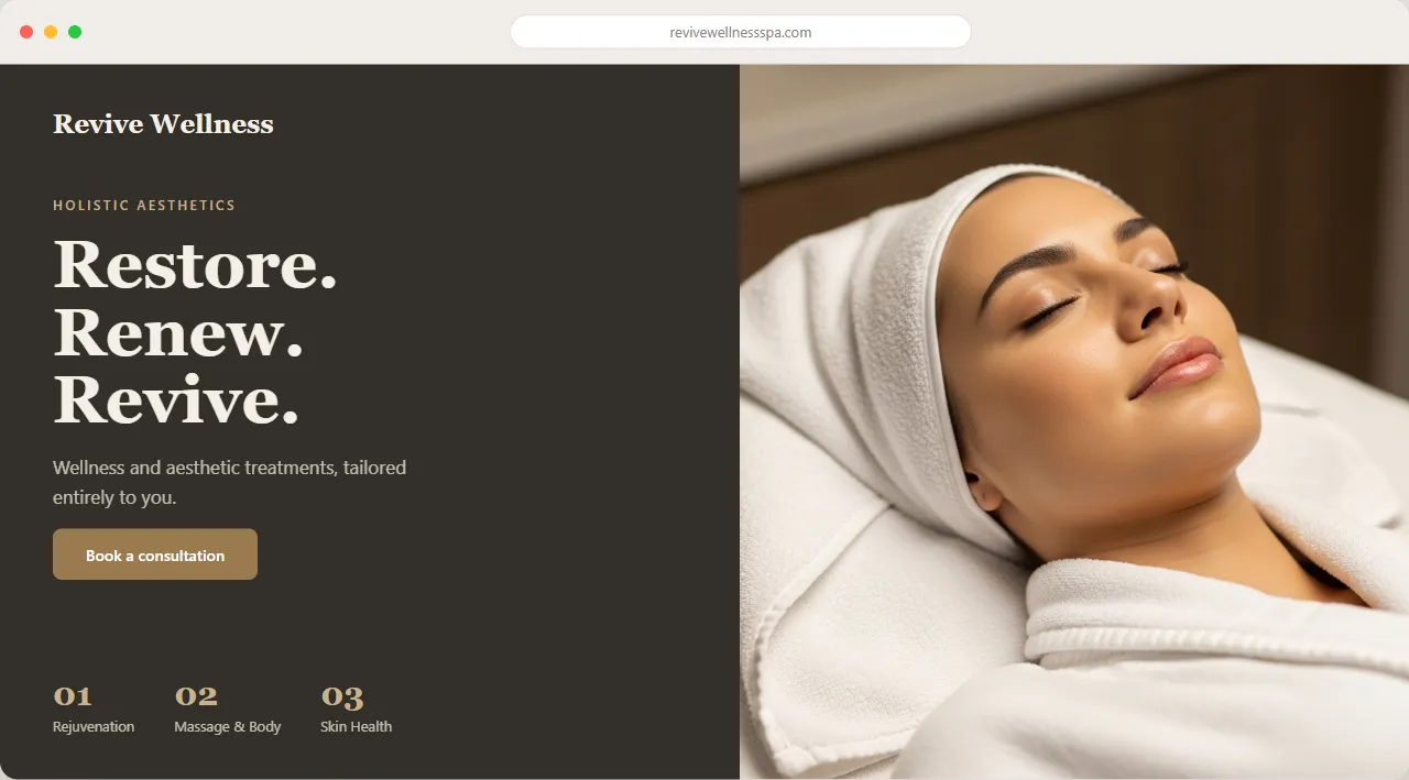 Revive Wellness — med spa website designed by Medspafy